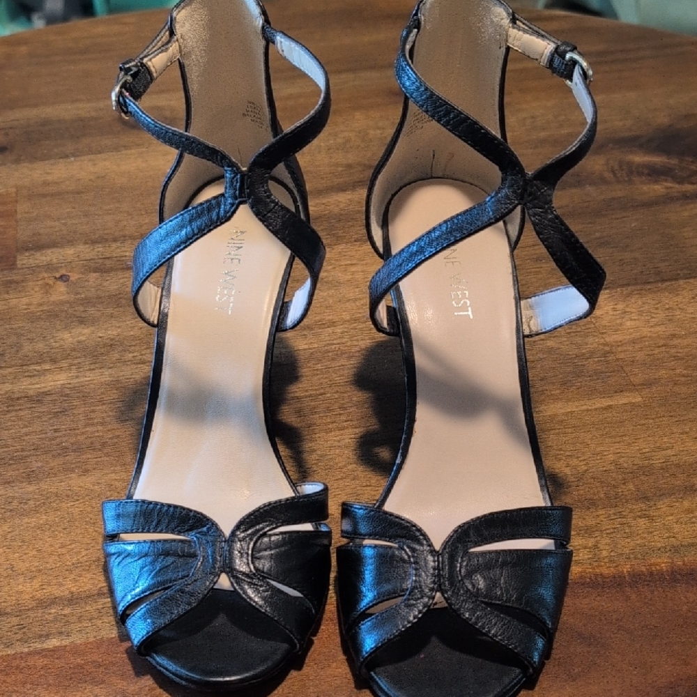 Nine West Black Strappy Heels